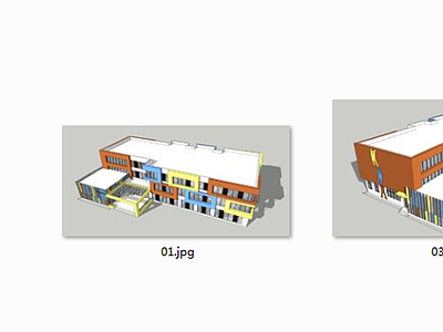 3层9班幼儿园建筑设计两个方案SU模型 CAD SU 施工图