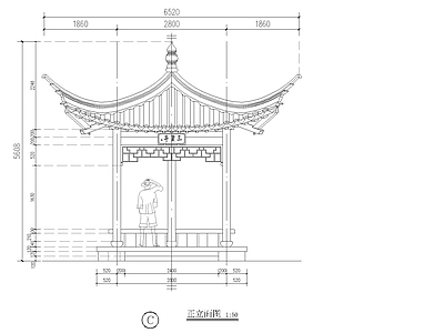 苏式古建筑仿古木结构木建筑天正T20版本三角亭 施工图