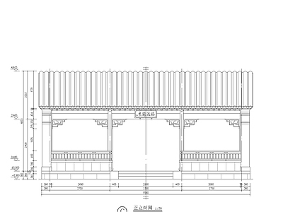 苏式古建筑仿古木结构木建筑天正T20版本全套图纸硬山三跨休闲廊架 施工图