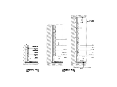 墙面硬包软包剖面节点大样图 施工图