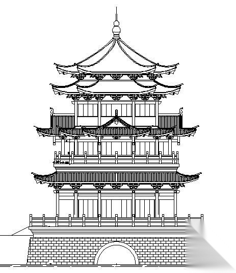 云峰烟水阁建筑方案图