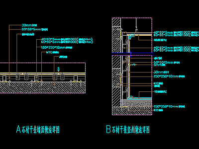 石材干挂踢脚竖剖做法详图