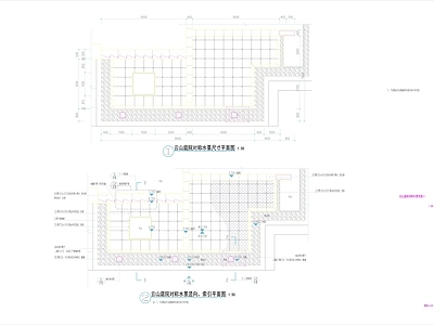 庭院对称水景 施工图 景观小品