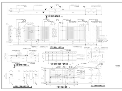 小区围墙 消防大 电子宣传栏 导视牌详图 施工图