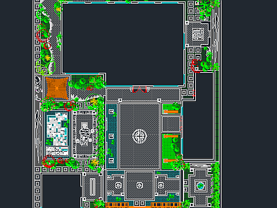 新中式庭院景观 施工图 概念方案