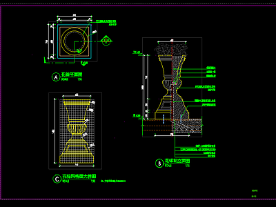 欧式景观花钵详图 施工图 景观小品
