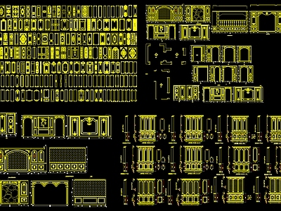 欧式护墙板背景墙CAD图块 施工图