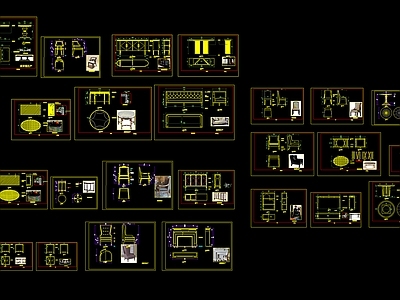 现代家具三视图CAD图块 施工图