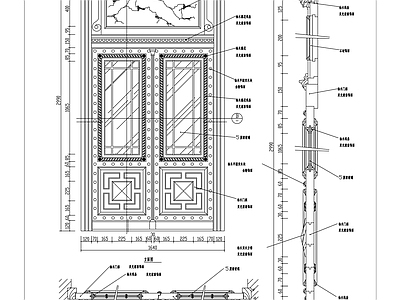 中式双扇门 剖立面详图 施工图 通用节点