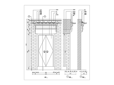 中式门 剖立面详图 施工图 通用节点