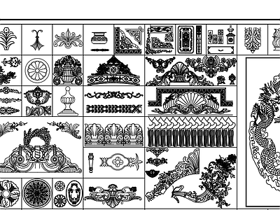 仿古雕刻图 施工图 各式线条