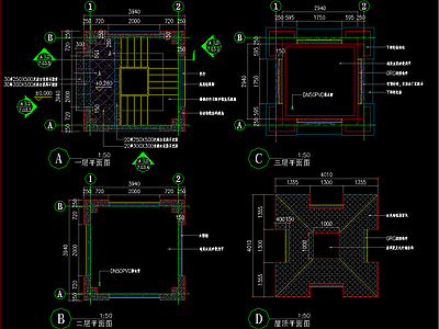 现代钟楼 塔楼建筑详图 施工图