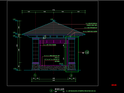 现代亭子 景观亭 施工图