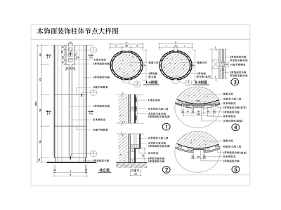 木饰面 装饰柱体 节点大样图