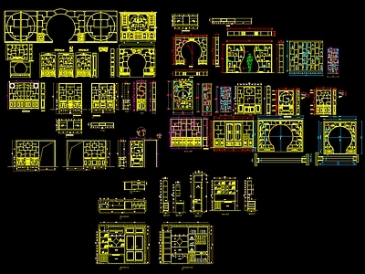 中式月亮门 博古架 CAD图块