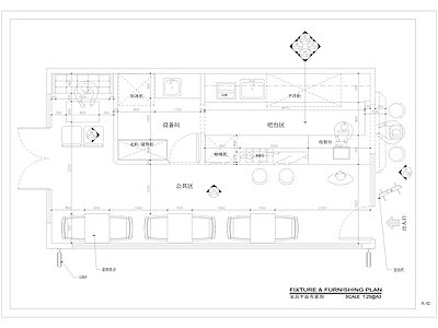 工业风咖啡厅 甜品店 奶茶店 CAD图纸 装修 施工图