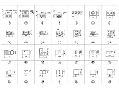 厨房类 图块 尺寸图