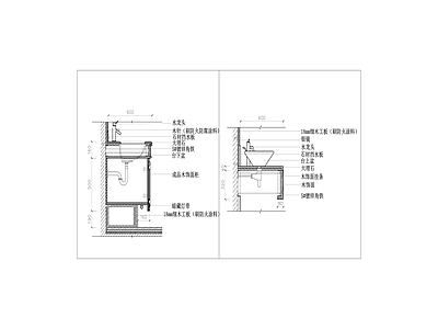 台盆柜 竖剖面 节点大样图