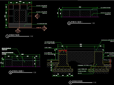 现代树池 坐凳 种植池 详图 施工图 景观小品