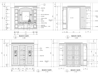 新古典卧室 衣帽间 立面图