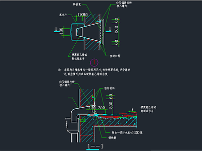 女儿墙落水 构造详图 建筑通用节点