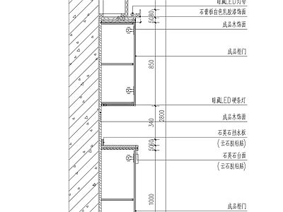 柜体暗藏硬条灯剖面图 柜类