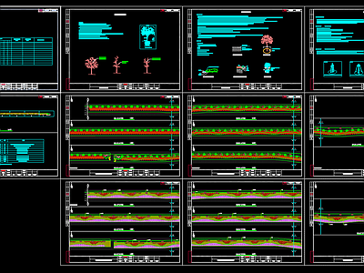现代简约道路绿化施工图 种植图