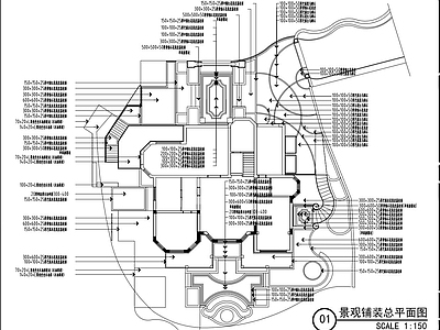 欧式简约别墅庭院 景墙 水景 大 景观亭施工图