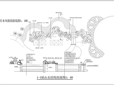 日式枯山水 景观 施工图