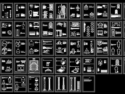 欧式建筑构件CAD图库 施工图 建筑通用节点