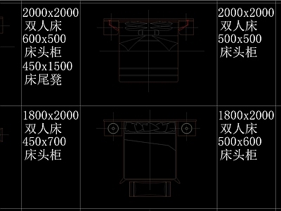 单人床 双人 平面图库合集