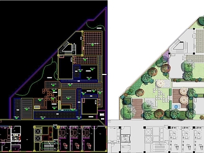 屋顶花园景观 施工图 硬景 绿化