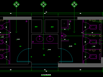 现代公共卫生间室内装修 施工图