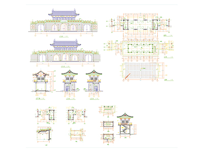 仿古山门建筑 施工图