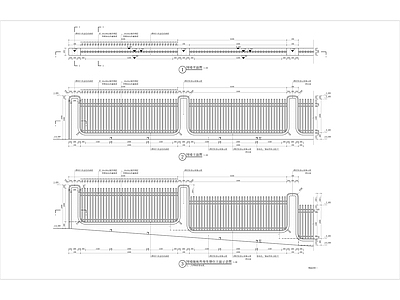 现代铁艺围栏 围墙 施工图