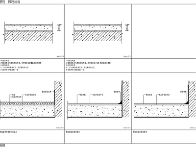 塑胶橡胶地板剖面 靠墙 踢脚线 大样图 施工图