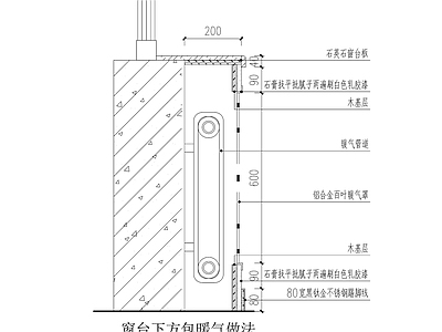 墙面 台下方包暖气做法 节点图