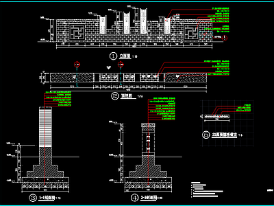 田园景观 景观墙 施工图 景观小品