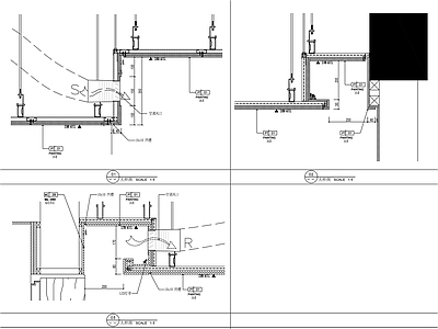 天花节点 空调出风口详图 暗藏灯带详图 轻钢龙骨石膏板吊顶 施工图