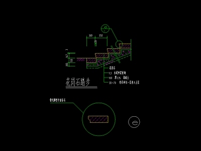 花岗岩踏步节点详图大样CAD设计 施工图