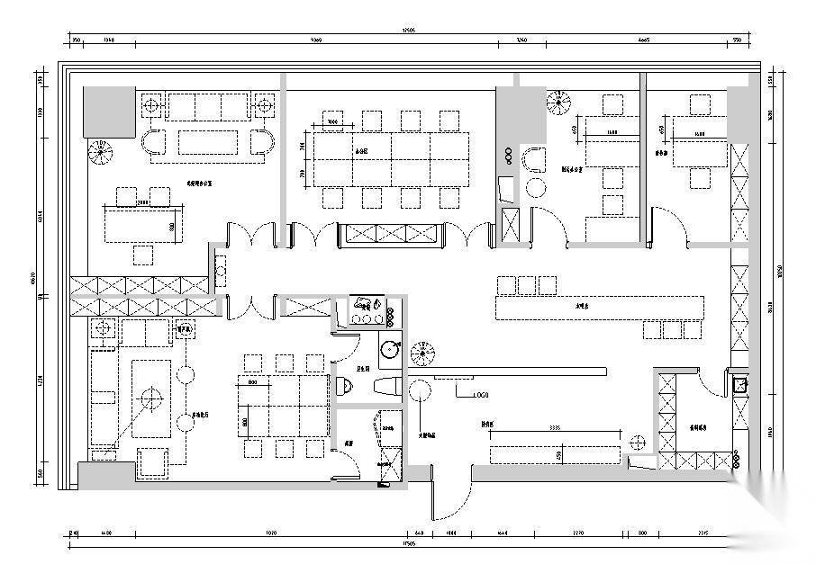 [新疆]某金融公司办公空间设计施工图+实景图(新中式二...