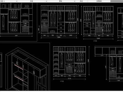 常用经典衣柜内部结构立面透视图案大全