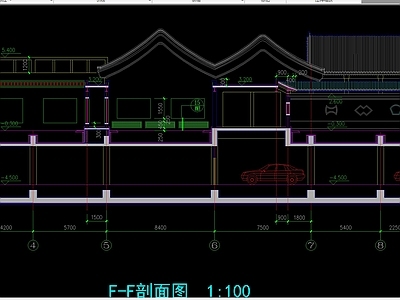 中式古建筑立面剖面图