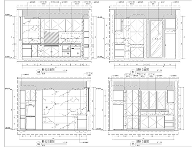 大平层厨房卫生间立面 施工图