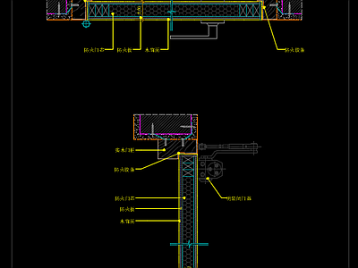 木制防火门单开门节点大样图 通用节点