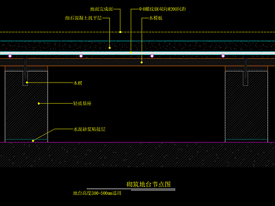 砌筑地台节点图 地台高度300 500mm适用