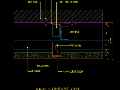 GRG GRC挂板图 横剖 轻质砖墙体