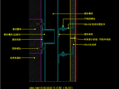 GRG GRC挂板图 纵剖 轻质砖墙体