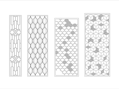 现代隔断屏风花格CAD 施工图