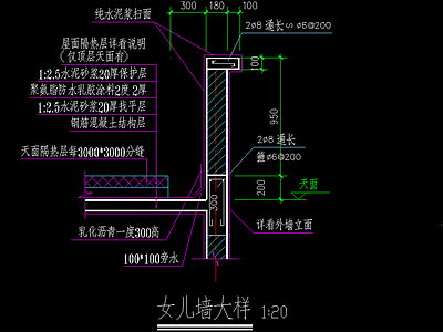 女儿墙详图 施工图 建筑通用节点